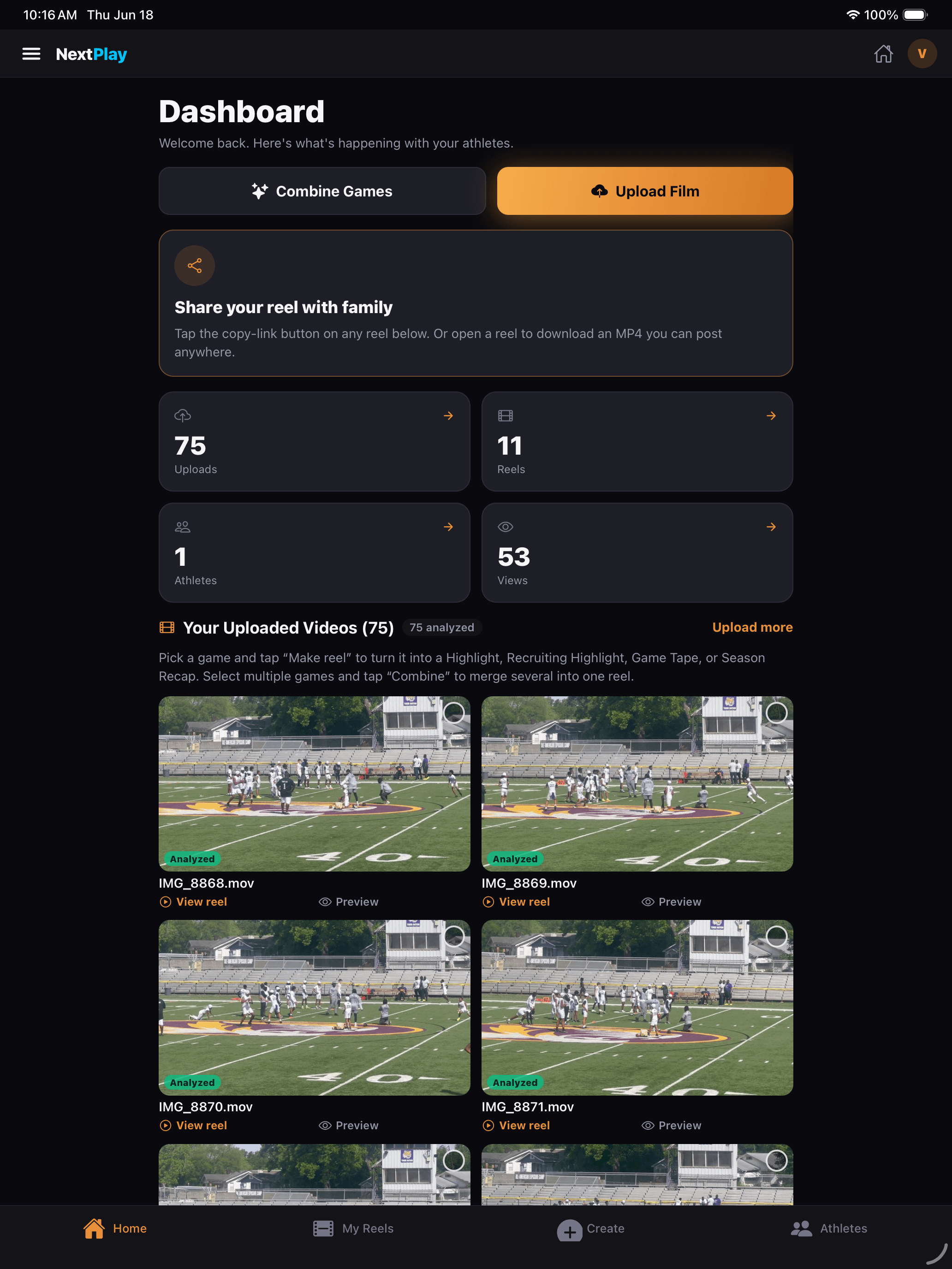 NextPlay app on iPad